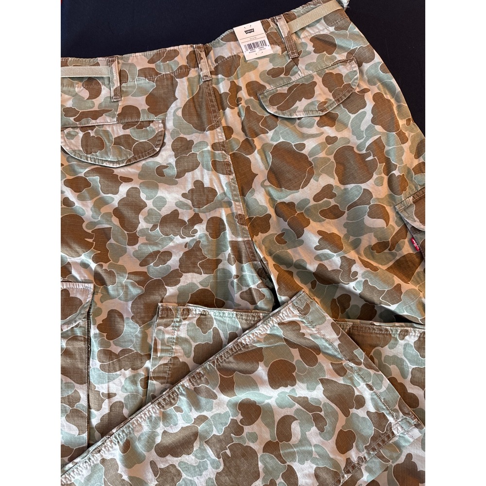 Levis XX Cargo Baggy Pants Mens 33x32 Frog Skin Camo Ripstop Cotton Utility New - Picture 5 of 16